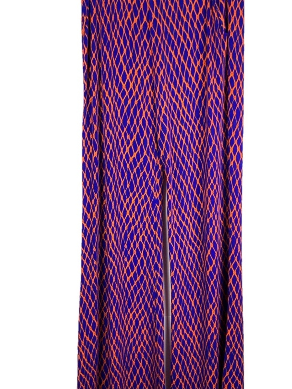 NICO LA Wide Leg Pants L Blue Orange Geometric Pull On Stretch Knit - Picture 2 of 15